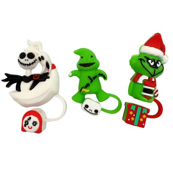 The Nightmare Before Christmas & The Grinch 3D Straw Topper Covers Bundle 10mm - Picture 1 of 4